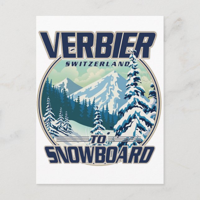 Postal De Invitación Logo de Verbier Suiza Snowboard Travel (Anverso)