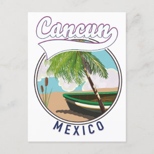 Postal De Invitación Logo de viaje de Cancún México Beach