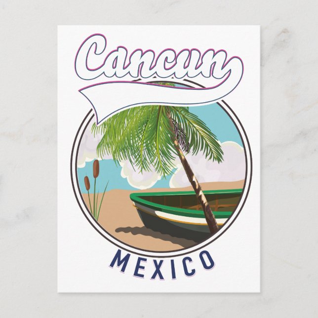 Postal De Invitación Logo de viaje de Cancún México Beach (Anverso)