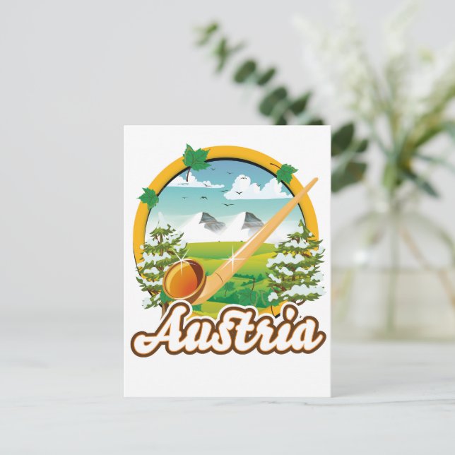 Postal De Invitación Logo de viaje retro de Austria (Anverso de pie)