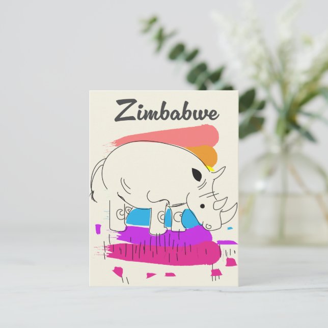 Postal De Invitación Logo de viaje retro de Zimbabue (Anverso de pie)