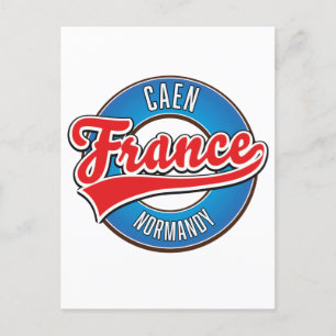 Postal De Invitación Logo retro de Caen Normandy France