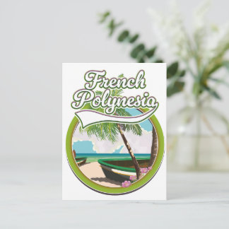 Postal De Invitación logotipo de viaje a Polinesia Francesa.
