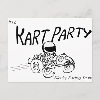 Postal De Invitación Logotipo negro del Fiesta Kart