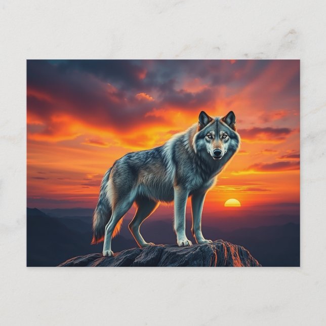 Postal De Invitación Lone Wolf at Sunset (Anverso)