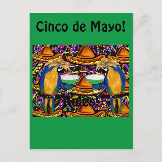 Postal De Invitación Loro de fiesta de Cinco De Mayo (Anverso)