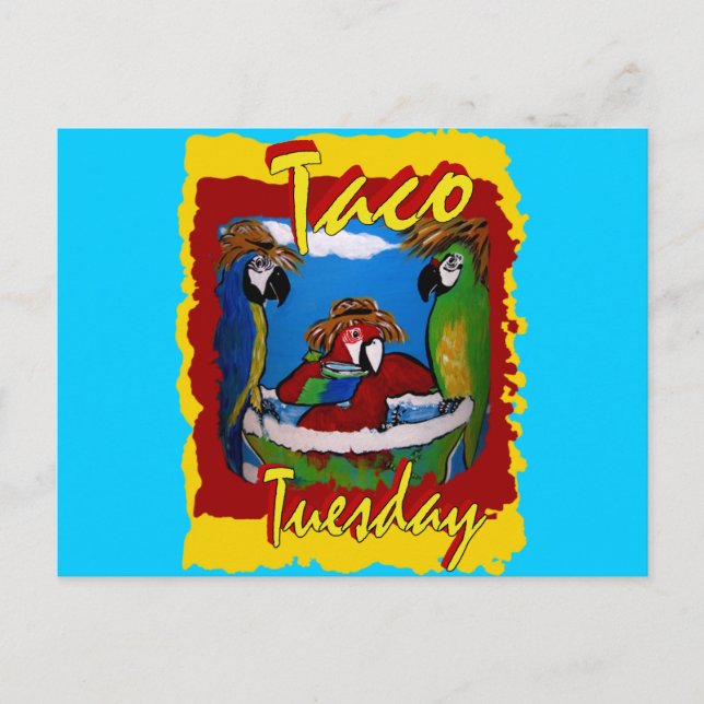 Postal De Invitación Loros de Fiesta (Anverso)