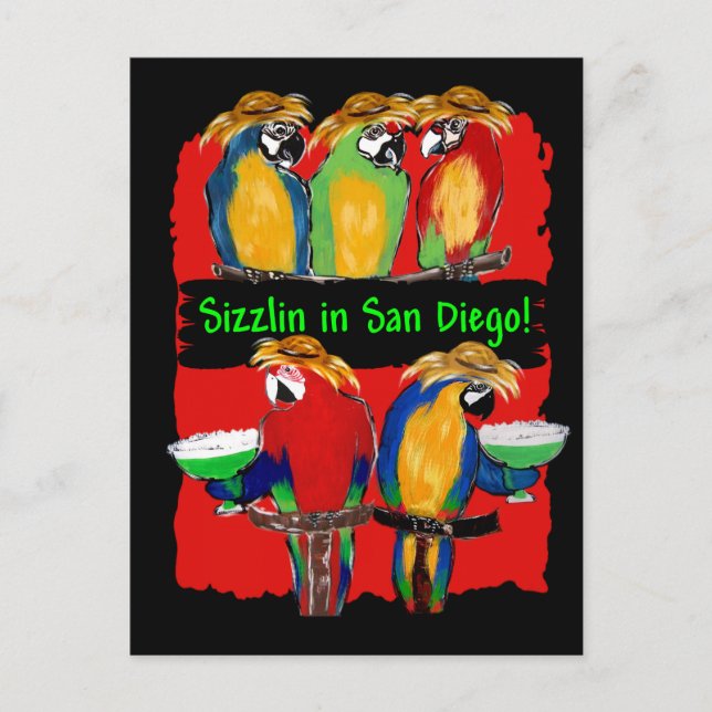 POSTAL DE INVITACIÓN LOROS DE FIESTA (Anverso)