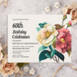 Postal De Invitación Los 60 años de las mujeres de Roses Blancas Rojas<br><div class="desc">Hermosa postal de la fiesta de cumpleaños número 60 de mujeres rosas rojas y blancas. El texto es totalmente personalizable,  por lo que esta tarjeta se puede diseñar para cualquier edad. Contáctenos para obtener ayuda sobre la personalización o la correspondencia de productos.</div>