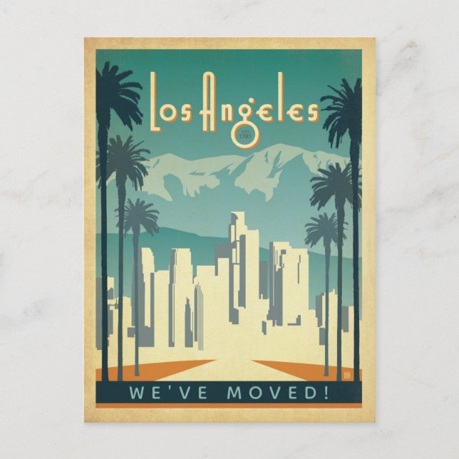 Postal De Invitación Los Ángeles, California | Nos hemos mudado (Anverso)