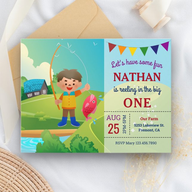 Postal De Invitación Los chicos más grandes que pescan la primera fiest (Subido por el creador)