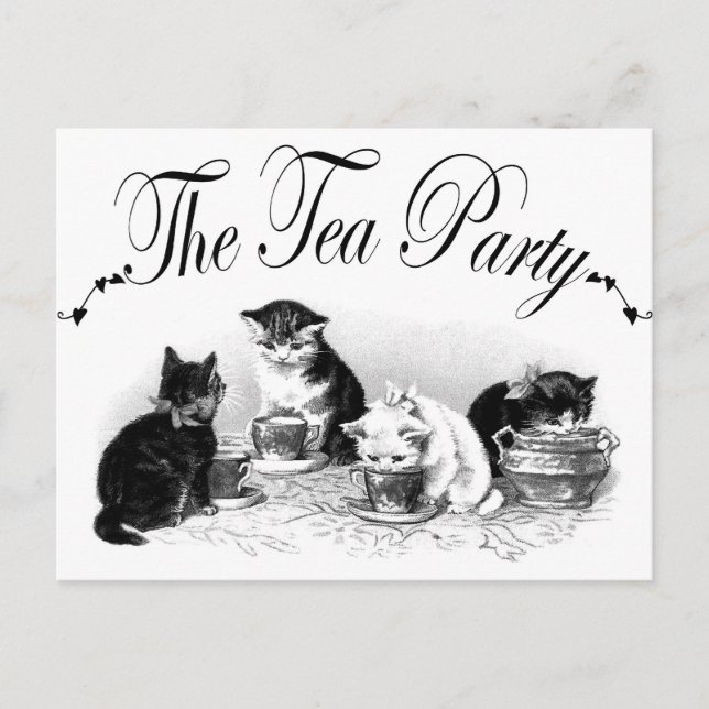 Postal De Invitación Los gatitos del té Fiestas (Anverso)