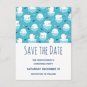 Postal De Invitación Los osos polares en Santa Hats salvan la fecha