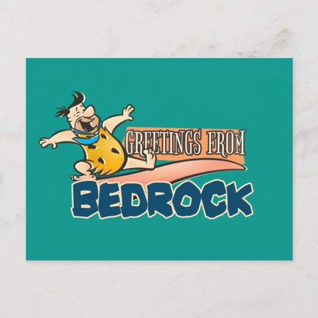 Postal De Invitación Los Picapiedra | Fred - Saludos desde Bedrock (Anverso)