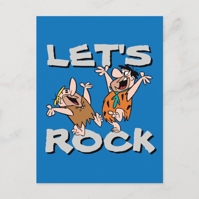Postal De Invitación Los Picapiedra | Fred y Barney - Vamos a rock (Anverso)