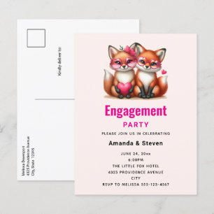Postal De Invitación Los zorros Naranjas curos en el compromiso de amor