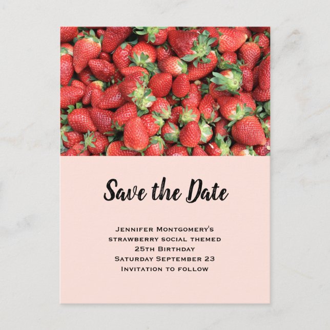 Postal De Invitación Lote de fresas de jugo rojo salva la fecha (Anverso)