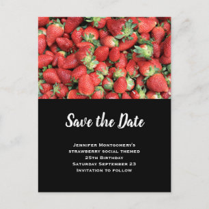 Postal De Invitación Lote de fresas de jugo rojo salva la fecha