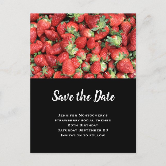 Postal De Invitación Lote de fresas de jugo rojo salva la fecha (Anverso)