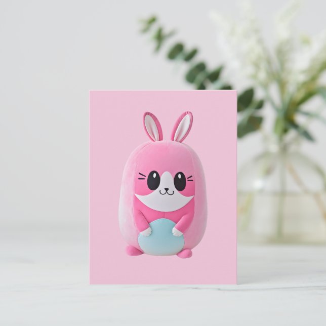 Postal De Invitación Lou Lou. Una criatura cariñosa, rosa (Anverso de pie)