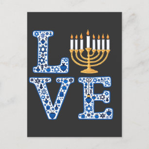 Postal De Invitación Love Hanukkah Jewish Holiday Menorah
