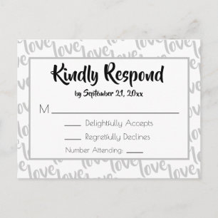 Postal De Invitación Love Modern Script Typography RSVP