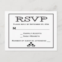 Lovebirds RSVP Boda Blanco Y Negro