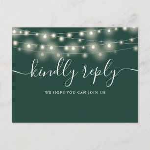 Postal De Invitación Luces de Cadena Verde Esmeralda Solicitud de Canci