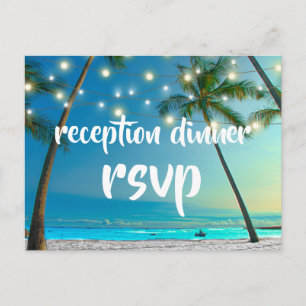 Postal De Invitación Luces de Cadenas Cena de Recepción en Playa Tropic