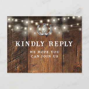 Postal De Invitación Luces de Cadenas de Madera Solicitud de Canción RS