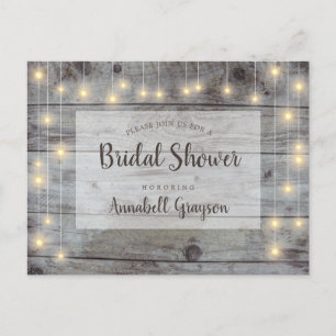 Postal De Invitación Luces de Cuerda Rústicas para Despedida de Soltera