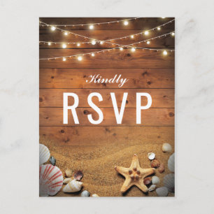 Postal De Invitación Luces de Estrella de Mar Rústicas para Bodas Tropi