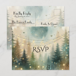 Postal De Invitación Luces de Hadas en Bosque de Pino Caprichoso Tarjet