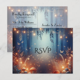 Postal De Invitación Luces de Hadas y Magia del Bosque a la Luz de la L