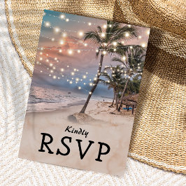 Postal De Invitación Luces de playa tropicales vintage RSVP de boda