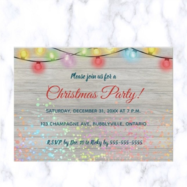 Postal De Invitación Luces en Fiesta de Navidades de Madera Ligera (Subido por el creador)