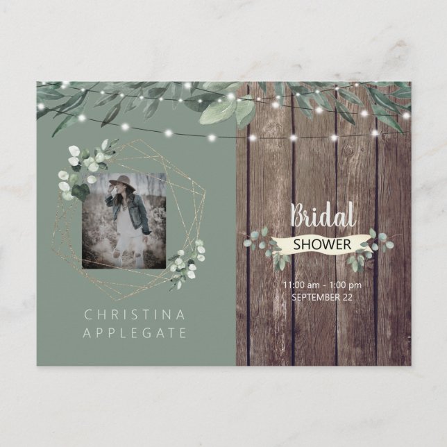 Postal De Invitación Luces rusas y ducha escaparate de novia II (Anverso)