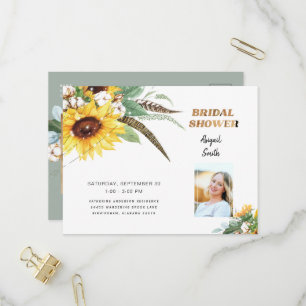 Postal De Invitación Luces Rústicas Madera Girasol Desayuno Nupcial Fot