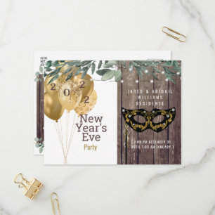 Postal De Invitación Luces rusticas y Fiesta de Año Nuevo de la Madera