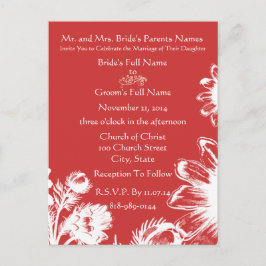 Postal De Invitación Luxe Radiance Coral Pink Floral Friendly Budget