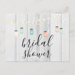 Postal De Invitación Madera y Mason Jar iluminan ducha de novia de made