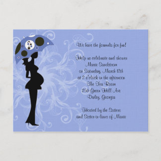Postal De Invitación Madre azul moderna con paraguas