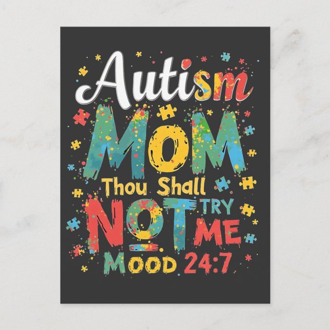 Postal De Invitación Madre de autismo no me intentarás (Anverso)