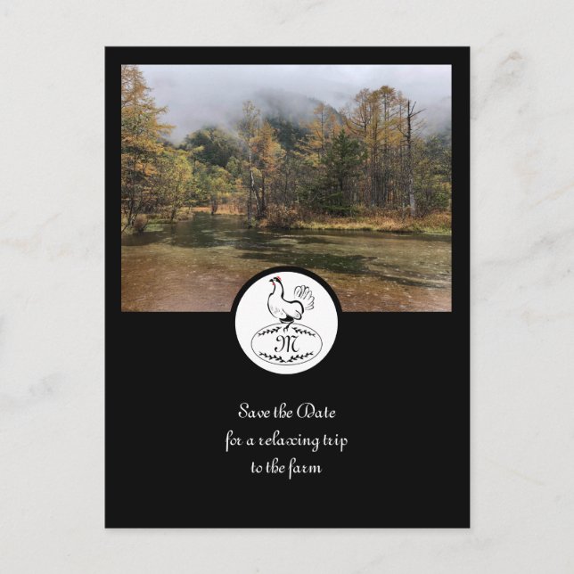 Postal De Invitación Madre Hen Silhouette Silhouette Monograma con foto (Anverso)