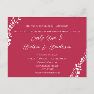 Postal De Invitación Magenta dos se convierten en un Boda cristiano