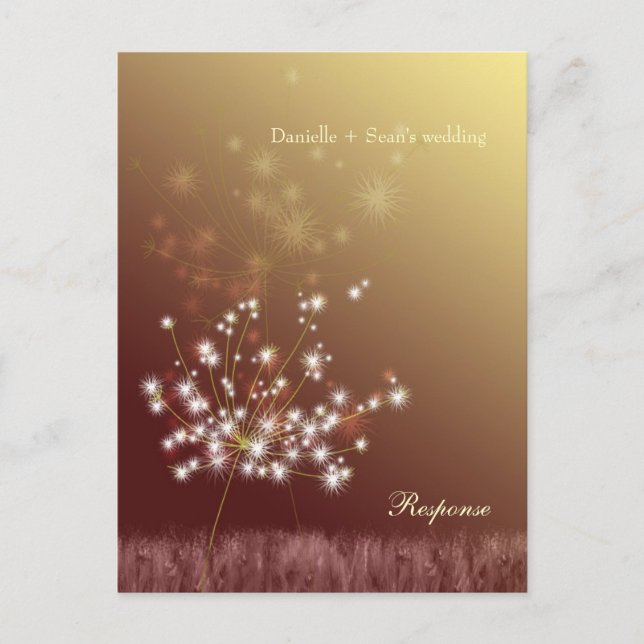 Postal De Invitación Magical Fall Dandelions Wedding RSVP Card (Anverso)
