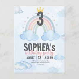 Postal De Invitación Magical Rainbow Birthday Invitation Postcard