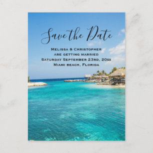 Postal De Invitación Magnífica playa tropical azul salva al Boda de cit