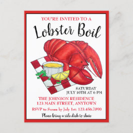 Postal De Invitación Maine Lobster Cena Mariscos Hervir Picnic Clambake