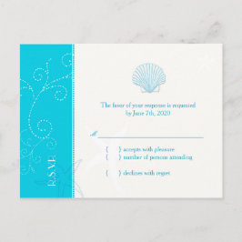 Postal De Invitación Malibu Blue Beach Shell Wedding RSVP